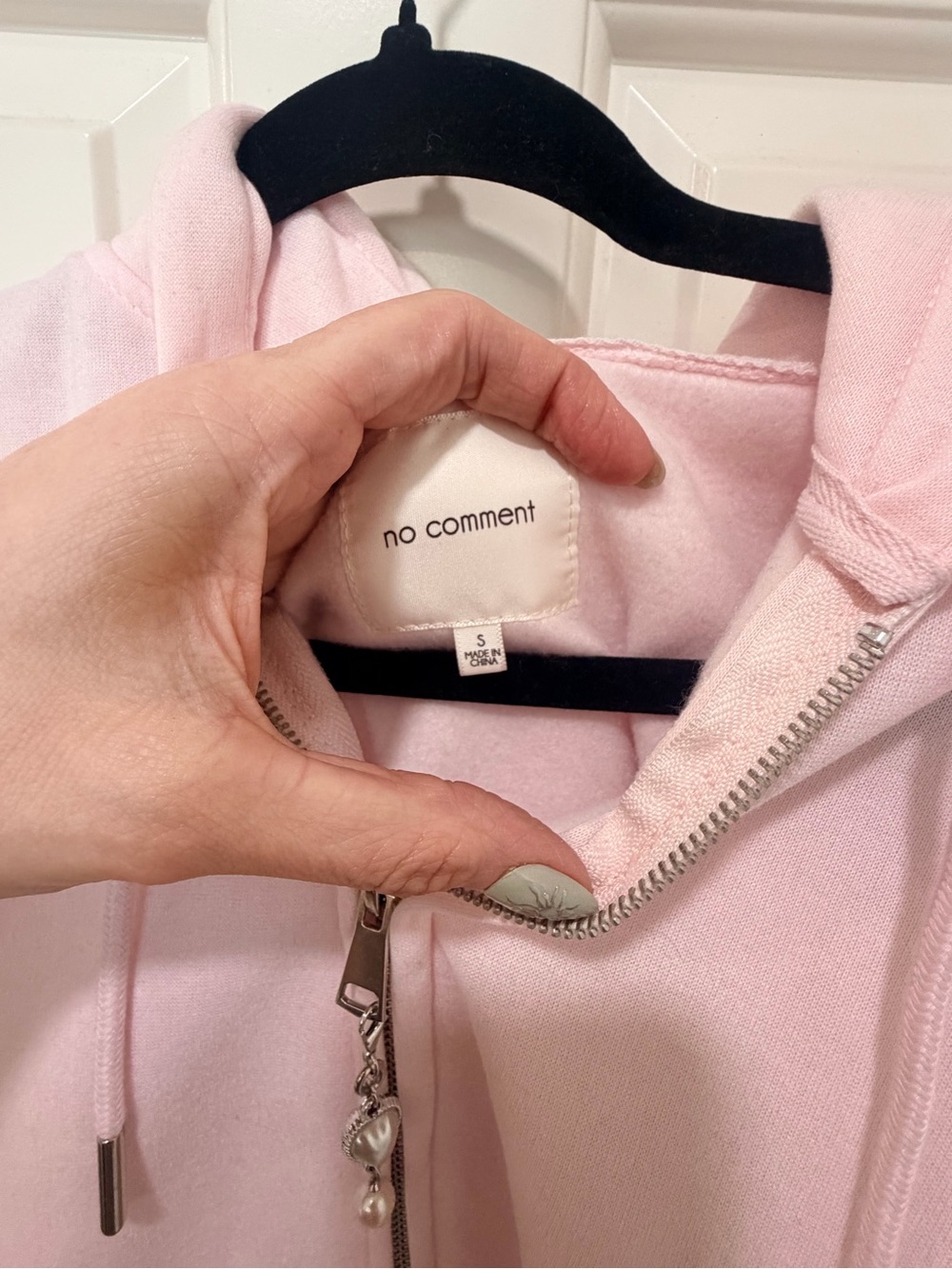 No Comment Light Pink Zip-Up Hoodie Jacket